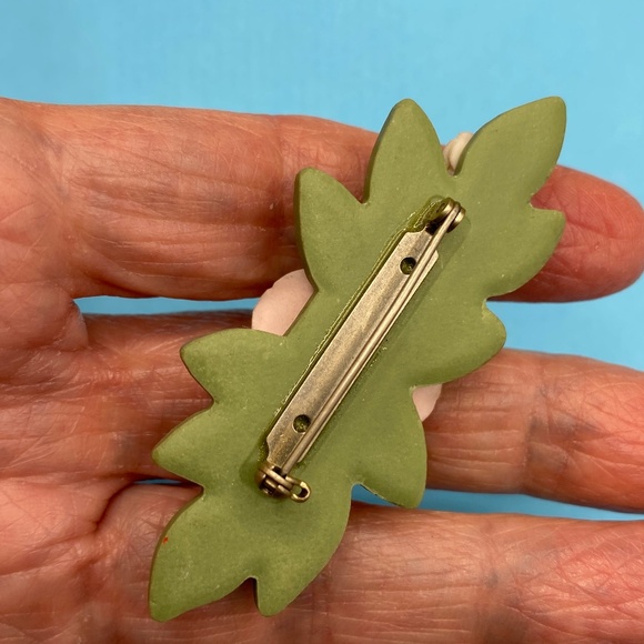 Porcelain Floral Brooch & Pierced Post Earrings Set - Picture 6 of 7